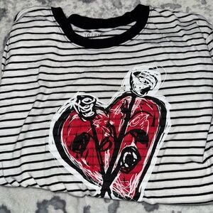 Torrid Black and White Striped Relaxed Fit Tee